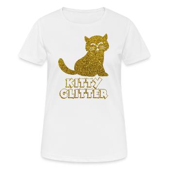 Paillettes chat doré scintillant chat paillettes - T-shirt respirant Femme - blanc - Devant - AI Model Female 172 dark (172cm)