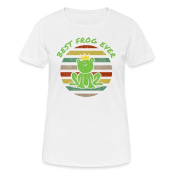 Comic Frosch Lustig Witzig Witz Grün Krone König - Frauen T-Shirt atmungsaktiv - Weiß - Vorne - AI Model Female 172 dark (172cm)