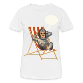 Affe Traum Urlaub Liegestuhl - Frauen T-Shirt atmungsaktiv - Weiß - Vorne - AI Model Female 172 dark (172cm)
