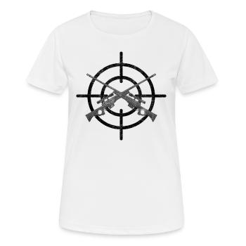 Logo de chasse fusil pistolet fusil fusil de chasse - T-shirt respirant Femme - blanc - Devant - AI Model Female 172 dark (172cm)