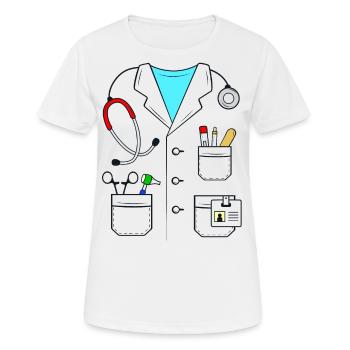 Docteur costume docteur smock docteur hôpital - T-shirt respirant Femme - blanc - Devant - AI Model Female 172 dark (172cm)