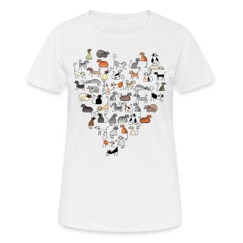 Katzen Herz aus 50 Katzen Bunte Katzen Familie - Frauen T-Shirt atmungsaktiv - Weiß - Vorne - AI Model Female 172 dark (172cm)
