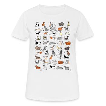 50 Katzen Bunte Katzen Familie Damen - Frauen T-Shirt atmungsaktiv - Weiß - Vorne - AI Model Female 172 dark (172cm)
