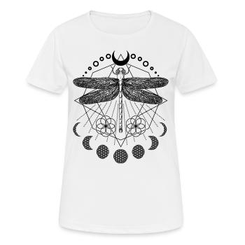Dragonfly vintage boho tattoo with flower of life - Women's Breathable T-Shirt - white - Front - AI Model Female 172 dark (172cm)