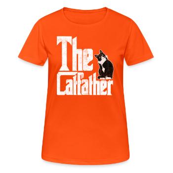 Chat chat père catfather père tomcat - T-shirt respirant Femme - orange néon - Devant - AI Model Female 172 dark (172cm)