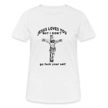 Jesus loves You - Frauen T-Shirt atmungsaktiv - Weiß - Vorne - AI Model Female 172 dark (172cm)