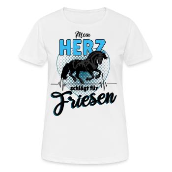 schwarzes Pferd Friese Pferdespruch Reiten - Frauen T-Shirt atmungsaktiv - Weiß - Vorne - AI Model Female 172 dark (172cm)
