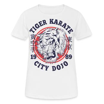 Karate vintage retro Design Stadt Dojo Tiger - Frauen T-Shirt atmungsaktiv - Weiß - Vorne - AI Model Female 172 dark (172cm)