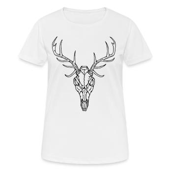 Angry Deer Schädel - Frauen T-Shirt atmungsaktiv - Weiß - Vorne - AI Model Female 172 dark (172cm)