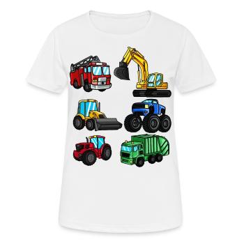 Cadeau d'enfants de véhicules de tracteur de camion de pompiers d'excavatrice - T-shirt respirant Femme - blanc - Devant - AI Model Female 172 dark (172cm)