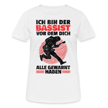 Ich bin der Bassist lustiger E-Bass Spruch - Frauen T-Shirt atmungsaktiv - Weiß - Vorne - AI Model Female 172 dark (172cm)