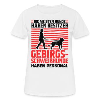 Bayerischer Gebirgsschweißhund Personal Spruch - Frauen T-Shirt atmungsaktiv - Weiß - Vorne - AI Model Female 172 dark (172cm)