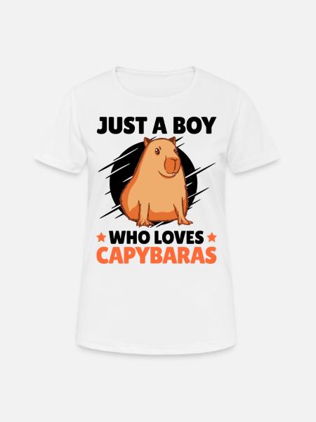 Junge der Capybaras liebt Wasserschwein Spruch - Dame T-shirt svedtransporterende - hvid