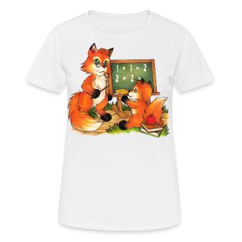 Fuchs Lehrer mit Schulkind Geschenk Einschulung - Frauen T-Shirt atmungsaktiv - Weiß - Vorne - AI Model Female 172 dark (172cm)
