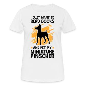 Coup de Pinscher nain et lecture de Pinscher - T-shirt respirant Femme - blanc - Devant - AI Model Female 172 dark (172cm)