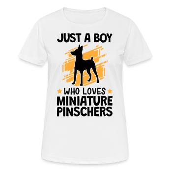 Garçon le pinscher nain aime Pinscher - T-shirt respirant Femme - blanc - Devant - AI Model Female 172 dark (172cm)