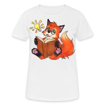Sei Schlau, Niedlicher Fuchs mit Buch für Nerds - Frauen T-Shirt atmungsaktiv - Weiß - Vorne - AI Model Female 172 dark (172cm)