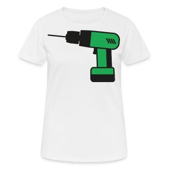 Werkzeug Akkuschrauber Bohrmaschine - Frauen T-Shirt atmungsaktiv - Weiß - Vorne - AI Model Female 172 dark (172cm)