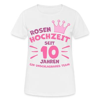 Rosenhochzeit 10 Jahre Verheiratet Hochzeitstag - Frauen T-Shirt atmungsaktiv - Weiß - Vorne - AI Model Female 172 dark (172cm)