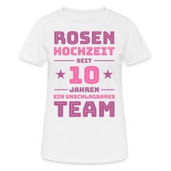 Rosenhochzeit 10 Jahre Verheiratet Geschenk - Frauen T-Shirt atmungsaktiv - Weiß - Vorne - AI Model Female 172 dark (172cm)