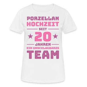 Porzellanhochzeit 20 Jahre Verheiratet Geschenk - Frauen T-Shirt atmungsaktiv - Weiß - Vorne - AI Model Female 172 dark (172cm)