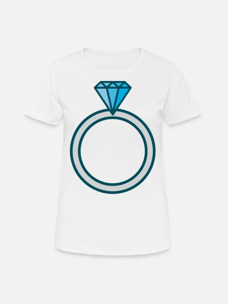 Diamantring Heiratsantrag Verloben - Frauen T-Shirt atmungsaktiv - Weiß