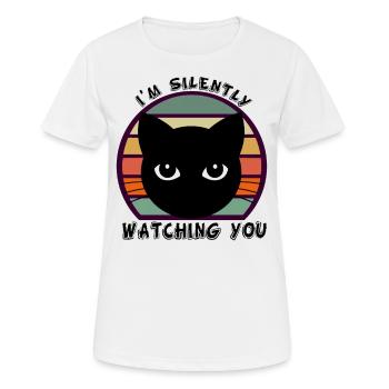 Lustige Katze - Frauen T-Shirt atmungsaktiv - Weiß - Vorne - AI Model Female 172 dark (172cm)