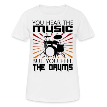 Schlagzeug Schlagzeuger Musiker - Frauen T-Shirt atmungsaktiv - Weiß - Vorne - AI Model Female 172 dark (172cm)