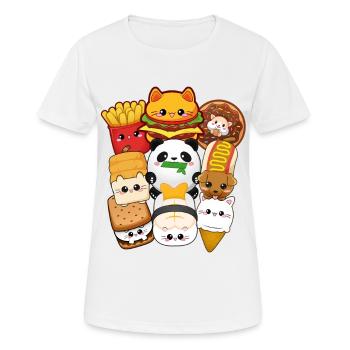 moodrush Design Kawaii Cat Fast Food Print - T-shirt respirant Femme - blanc - Devant - AI Model Female 172 dark (172cm)