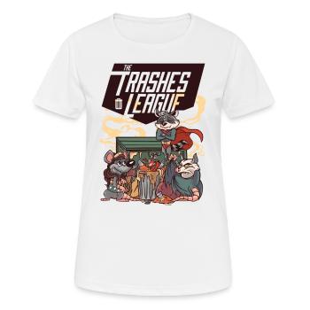The Trashes League - Film Parody with Superheroes - Women's Breathable T-Shirt - white - Front - AI Model Female 172 dark (172cm)