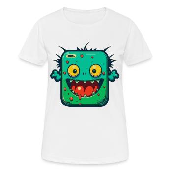 Monster Crash - Monstre de tablette verte effrontée - T-shirt respirant Femme - blanc - Devant - AI Model Female 172 dark (172cm)