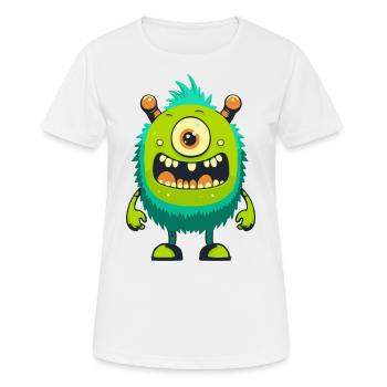 Monster Crash - Cheeky Green Cyclops Monster - Women's Breathable T-Shirt - white - Front - AI Model Female 172 dark (172cm)