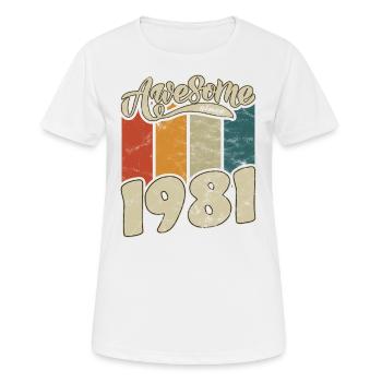 1981 Geburtstag Awesome since Retro - Frauen T-Shirt atmungsaktiv - Weiß - Vorne - AI Model Female 172 dark (172cm)