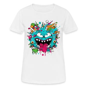 Monster Crash - Cooles blaues Monster - Frauen T-Shirt atmungsaktiv - Weiß - Vorne - AI Model Female 172 dark (172cm)