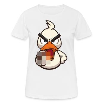Duck You! Lustige Ente mit Mittelfinger zensiert - Frauen T-Shirt atmungsaktiv - Weiß - Vorne - AI Model Female 172 dark (172cm)