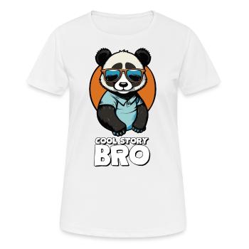Panda cool « Cool Story Bro » avec des lunettes de soleil - T-shirt respirant Femme - blanc - Devant - AI Model Female 172 dark (172cm)