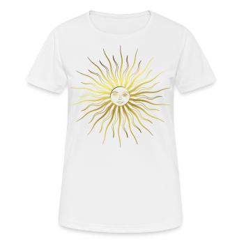 Sonne - Sonnenstrahlen - Sonnengesicht - Strahlen - Frauen T-Shirt atmungsaktiv - Weiß - Vorne - AI Model Female 172 dark (172cm)