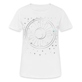 Lune - Étoiles - Planètes - Ciel étoilé - Galaxie - T-shirt respirant Femme - blanc - Devant - AI Model Female 172 dark (172cm)