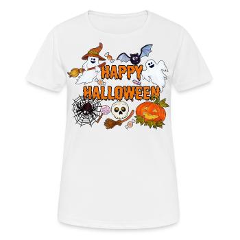 Happy Halloween Gespenster Spinnen und Kürbisse - Frauen T-Shirt atmungsaktiv - Weiß - Vorne - AI Model Female 172 dark (172cm)