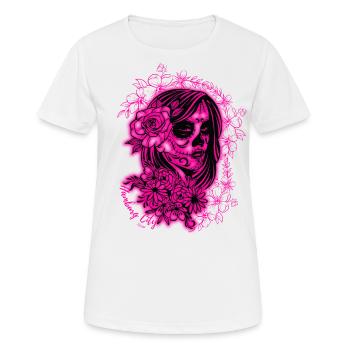 La Catrina Pink - Frauen T-Shirt atmungsaktiv - Weiß - Vorne - AI Model Female 172 dark (172cm)