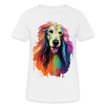 Colorful Afghan Afghan Hound Dog - Women's Breathable T-Shirt - white - Front - AI Model Female 172 dark (172cm)