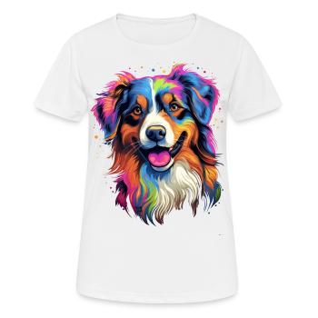 Australian Shepherd - colorful dog - Women's Breathable T-Shirt - white - Front - AI Model Female 172 dark (172cm)