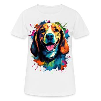 bunter niedlicher Beagle Hund - Frauen T-Shirt atmungsaktiv - Weiß - Vorne - AI Model Female 172 dark (172cm)