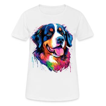bunter Berner Sennenhund - bunte Hunde - Frauen T-Shirt atmungsaktiv - Weiß - Vorne - AI Model Female 172 dark (172cm)