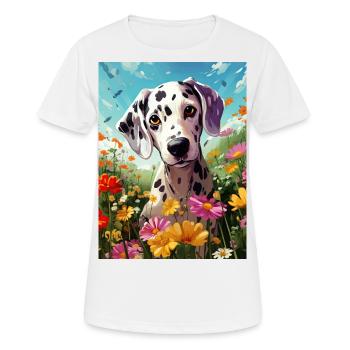 dalmatien mignon en fleurs - T-shirt respirant Femme - blanc - Devant - AI Model Female 172 dark (172cm)