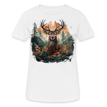 Conception de cerfs - pour la chasse, les costumes traditionnels et les fêtes folkloriques - T-shirt respirant Femme - blanc - Devant - AI Model Female 172 dark (172cm)