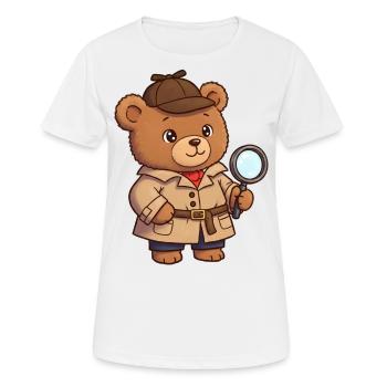 Teddybär Detektiv - Frauen T-Shirt atmungsaktiv - Weiß - Vorne - AI Model Female 172 dark (172cm)