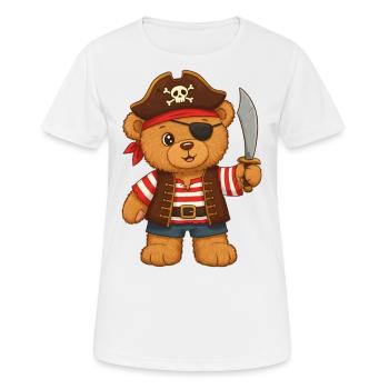 Ours en peluche Pirate - T-shirt respirant Femme - blanc - Devant - AI Model Female 172 dark (172cm)