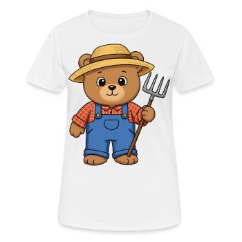 Teddybär Farmer - Frauen T-Shirt atmungsaktiv - Weiß - Vorne - AI Model Female 172 dark (172cm)