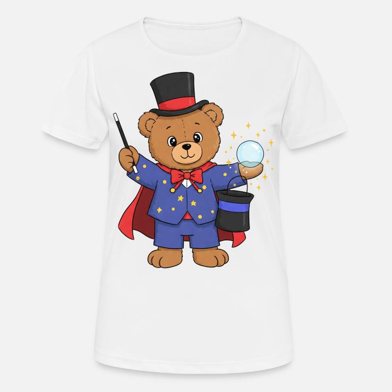 Teddybär Zauberer - Frauen T-Shirt atmungsaktiv - Weiß